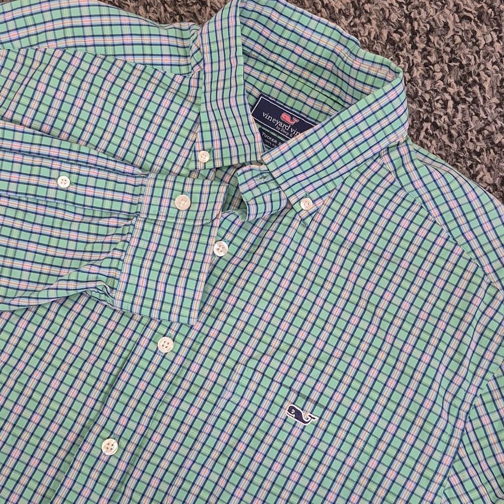 Vineyard Vines Tucker‎ Long Sleeve Medium Green Plaid Button Down Shirt
